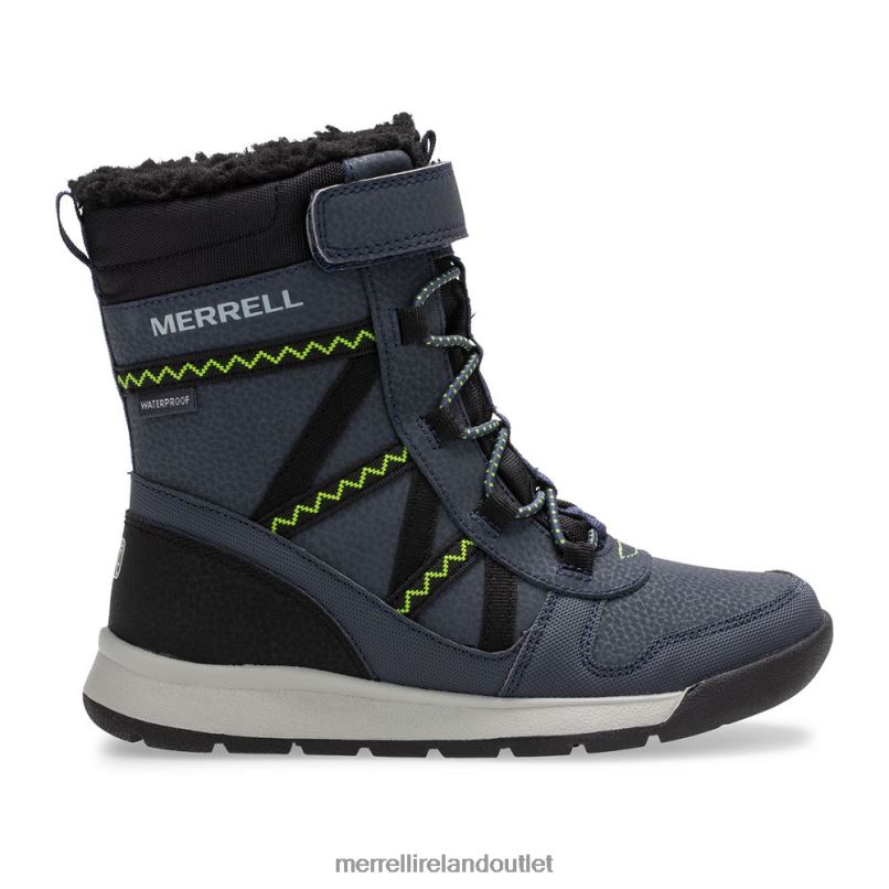 Merrell Snow Crush 2.0 Waterproof Boot (MK263127K) Kids LTPDN1508 Shoes Navy/Lime