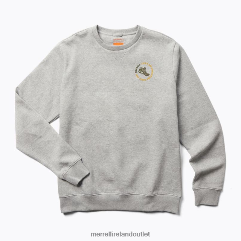 Merrell Life's An Adventure Crew Neck Fleece (JMF26623-050) Men LTPDN696 Clothes Grey Heather