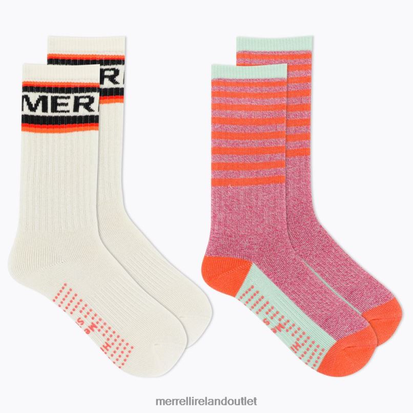 Merrell Brushed Crew Sock 2 Pack (JSF26900-805) Unisex LTPDN1469 Accessories Coral