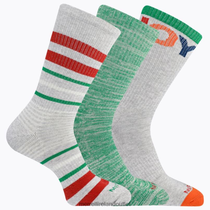 Merrell Stripes of Joy Crew 3 Pack Sock (JSF56608-050) Unisex LTPDN357 Accessories Grey Assorted